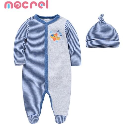 Baby Clothes With Hood Two-Piece Edition Baby Baby Climb Clothes Long Sleeve Stripe Jumpsuit Footies Childrens Clothing Boys
