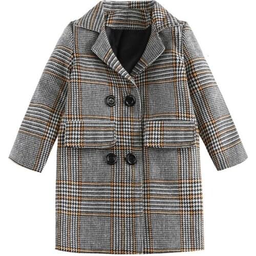 Childrens Coat Brand Striped Autumn Winter Middle Length Plaid Pattern Girl Thick Unisex Kids Clothes Overcoat 3-8 Years