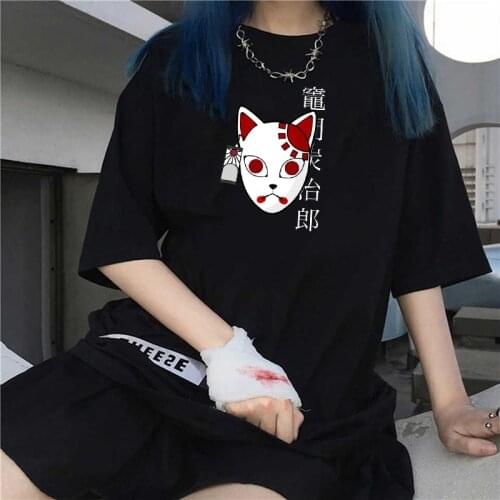Japanese Anime Demon Slayer Fashion Casual O-Neck Short Sleeve Female Cartoon Harajuku Tops 90s Graphic Cartoon womens T-shirts