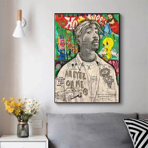 Graffiti Art Singer Hip Hop Portrai Painting Canvas Posters And Prints Wall Pictures For Living Room Home Decoration Frameless
