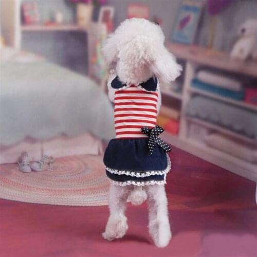 Summer Dog Cloth Cotton Lace Bownot Princess Dress Denim Skirt XS-L Clothes For Dogs Puppy Tutu Dresses Small Dogs Pet Supplies