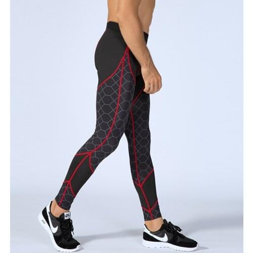 Men Sweatpants Compression Tights Printed Elastic Leggings Running Jogging Fitness Training Athletic Track Gym Pants Trousers