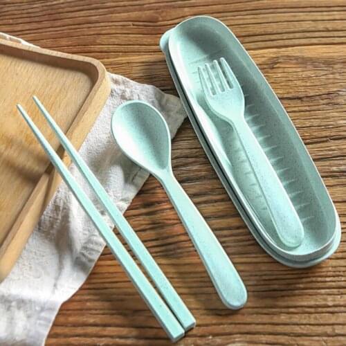 3 Pcs Dinnerware Set Spoons + Forks + Chopsticks Household Cutlery Set Portable Travel Kitchen Dinner Tools