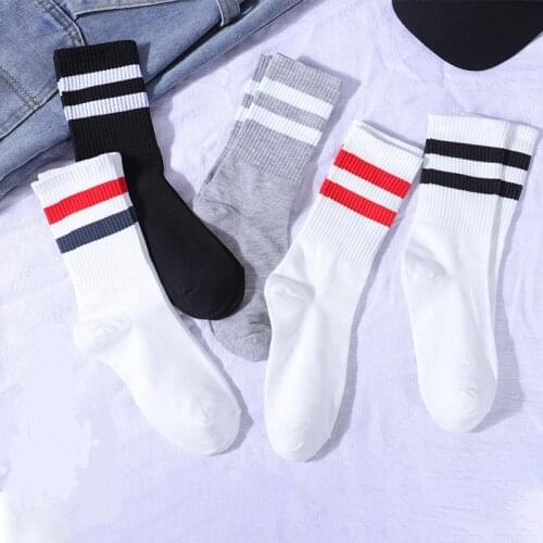 1pair Combed Cotton Fashion Hip Hop Man woman unisex soild Socks Harajuku Skateboard colorful stripe Happy Socks Funny Sokken