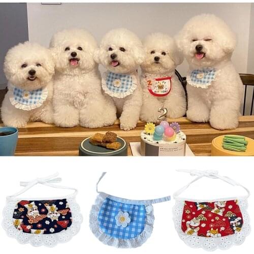 Pet Dog Collar Teddy Puppy Clothes Fashion Pet Scarf Accessories Dog Bib Collar Dog Neck Scarf Teddy Pets Supplies Flower Scarf