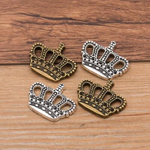 10PCS 21X27mm 2 Color Hollow Charms Crown Pendant Jewelry Metal Alloy DIY Necklace Bracelet Earrings Handwork Marking