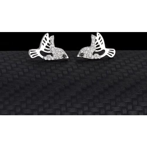 Simple And Fashionable Hundred Match Earrings S925 Sterling Silver With Diamond Earrings Fresh Literary Animal Bird Shape