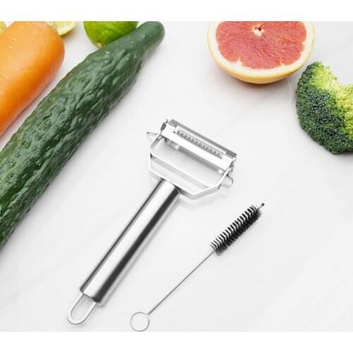 Multifunctional Vegetable Peeler Fruit Grater Double Paring Knife Adjustable Rotating Cutter With Brush For Peeling Grating