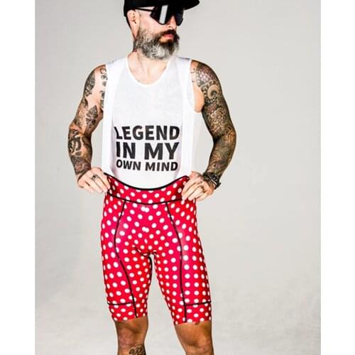 Summer Mens Pro Team Bicycle Bib Shorts White/Red Cycling Gel PAD Bib Pants LOVE THE PAIN Biker Shorts Culotte Ciclismo Hombre