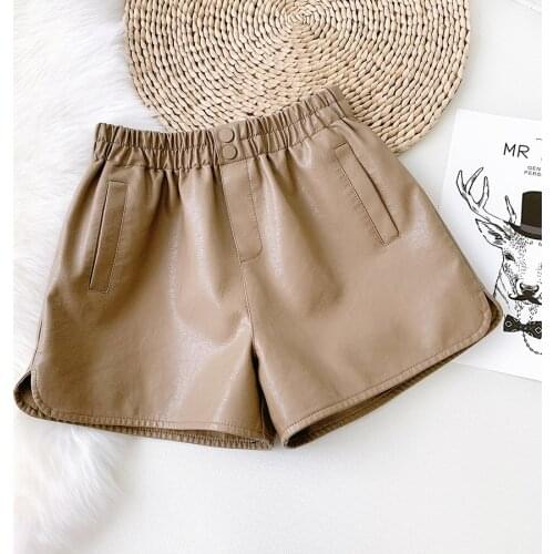 Autumn Winter Women PU Leather Shorts 2020 New Elastic High Waist Wide Leg Shorts Womens Clothing Loose PU Leather Short Shorts