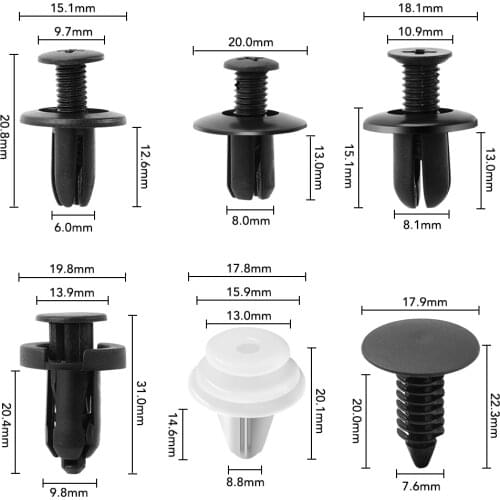 100pcs Mixed Bumper Clips Plastic Rivets For dacia duster mercedes w203 volvo xc60 Vesta renault megane peugeot 508