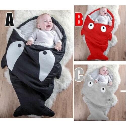 Cartoon Shark Sleeping Bag Baby Sleeping Sack Winter Strollers Bed Swaddle Blanket Wrap Cute Cotton Bedding Baby Sleep Sack