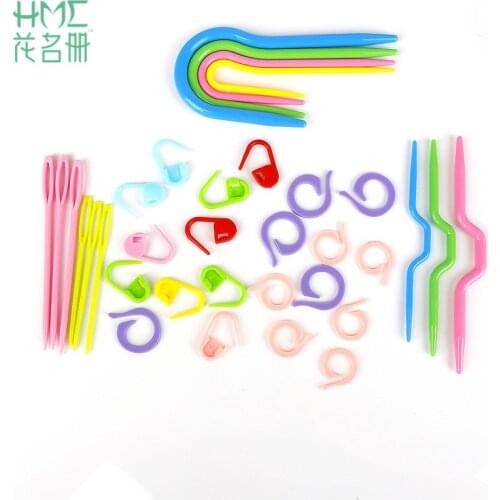 High Grade ABS Plastic 3 Shapes Knitting Needles Stitch Knitting Needles Smooth U Crochet Hook Needles Markers Needle Clip Craft
