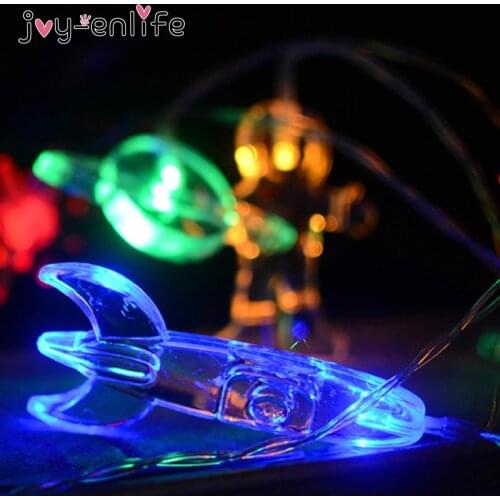 1.5m LED String Lights Outer Space Astronauts Spaceship Rocket LED Night Lights Galaxy Birthday Party Boy Birthday Supplies
