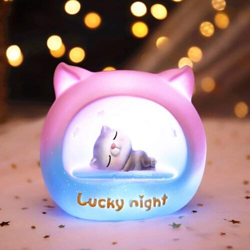 LED Night Light Cat Bedroom Bedside Lamp Cartoon Lighting for Kids Baby Children Decoration Valentines Day Gift