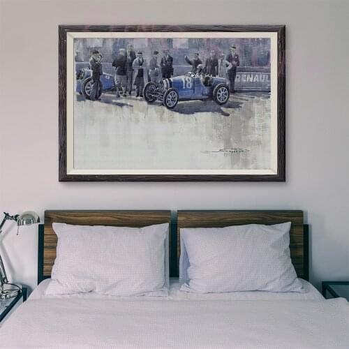 T157 Retro Racing Car Classic Painting Blue car 100 Custom Silk Poster Home Deco Wall Art Christmas Gift