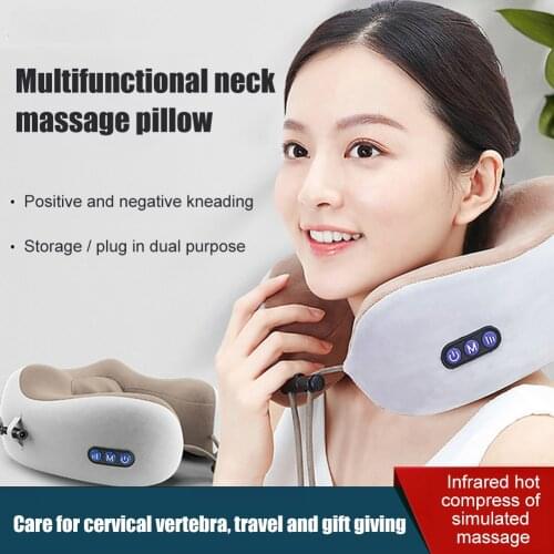 U Shape Vibrator Pillow Portable Car Home Travel Massage Pillow Electrical Cervical Massager Pain Relief for Neck Relaxation
