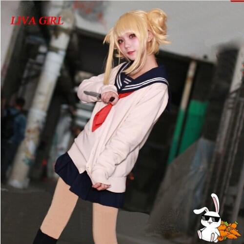 Liva girl My Hero Academia Boku no Hero Academia Himiko Toga JK Uniform Skirts Sweater Sweatshirts Cardigan Cosplay Costumes