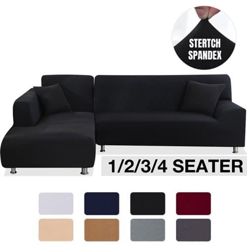 1/2/3/4 Seat Elastic Sofa Cover Solid Color Sofa Cover L-shaped All-inclusive Corner Sofa Cover