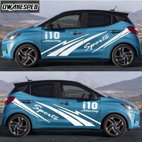 1 Set Car Whole Body Sticker For-Hyundai i10 Racing Sport Stripes Auto Door Side Decor Vinyl Decals Exterior Accessories