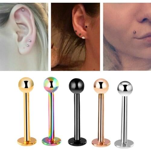 10Pcs/Set Stainless Steel Surgical Tragus Helix Bar Ball Eyebrow Nose Lip Cartilage Top Ear Studs Body Piercing Jewelry