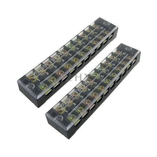 2 Pcs Plastic Cover 10 Position Terminal Block Barriers 600V 25A