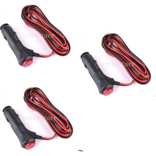 3pcs/lot 1.5m 12V Car Cigarette Lighter Power Plug Extension Cable Switch & 10A Fuse