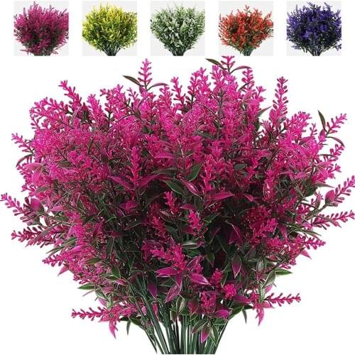 8 Bundles Plastic Lavender Fake Plant Wedding Home Garden Decoration Bridal Bouquet Photography Props Flores Artificiales