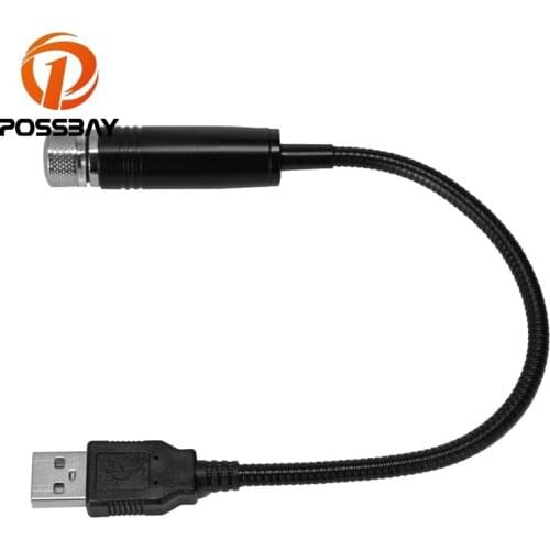 POSSBAY Car USB LED Starlight Starry Sky Star Light Projector Auto Lamp LED Ambient Light Automotive Decorative Atmosphere Lamp