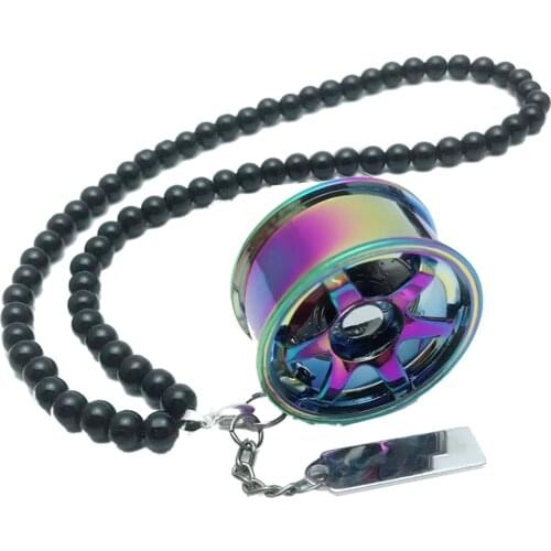 Auto Rearview Mirror Pendants Ornaments Aluminum Alloy Wheel Hub Rubber Tire Interior Hanging Key Chain For Rearview Car Styling