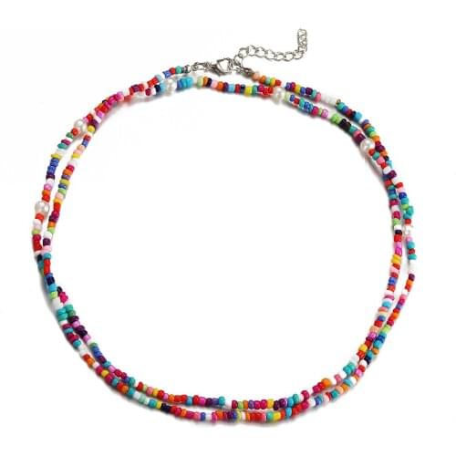 Bohemia Two Layer Colorful Bead Necklace for Women Girl Fashion Jewerly AM3244