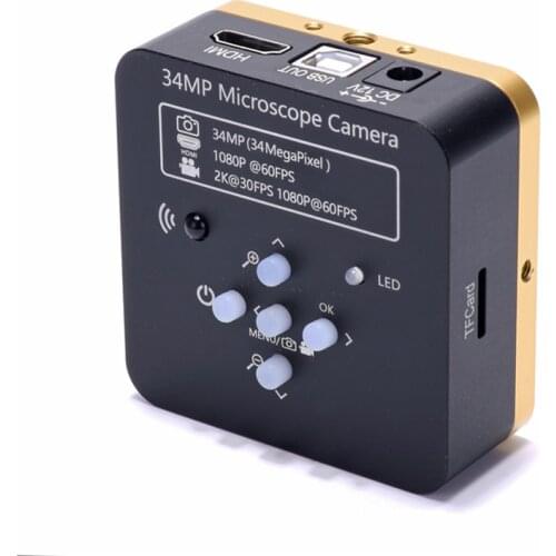 New 34MP 2K 1080P 60FPS FHD HDMI-Compatible USB Digital Industrial Microscope Camera for Mobile Repair Soldering