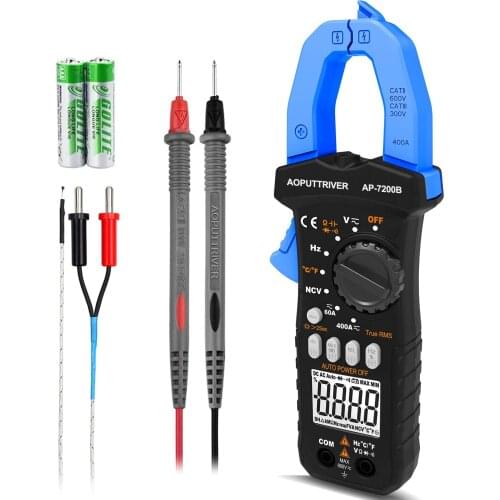 Digital Clamp Meter AP-7200B Multimeter Temperature Tester 6000 Counts AC DC Current True RMS Meter Auto NCV Mini Multimeter