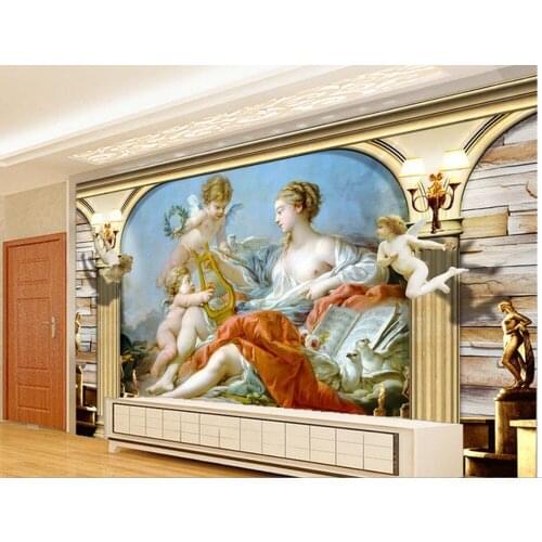 Home Decoration 3d customized wallpaper 3D European character oil painting angel TV backdrop wall 3d wallpaper