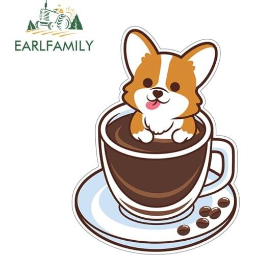 EARLFAMILY 13cm x 9.6cm For Corgi Pembroke Vinyl Car Stickers JDM Waterproof Decal Air Conditioner Trunk Waterproof Decoration