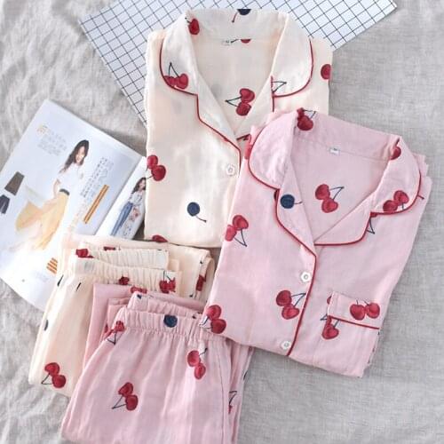 Fdfklak Womens Clothing Autumn 2020 New Cotton Long Sleeve Home Suits Pajamas For Women Pijamas Print 2PCS Sleepwear Sets