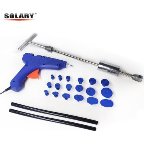 PDR Tools Car Dent Puller Paintless Dent Repair Hail Removal T Bar Slide Hammer+18pcs Glue Auto Dent Puller Tabs Hand Tools Kit