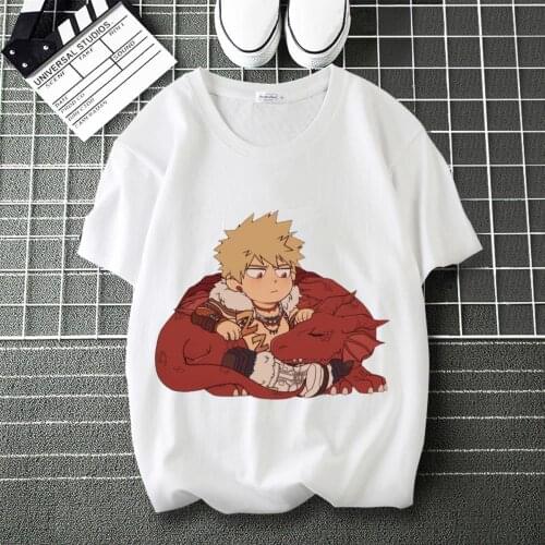 My Hero Academia Bakugo Katsuki Graphics Printed Cool T-Shirt Round Collar Short Sleeve Modal Unisex Shirts