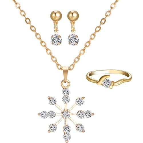 Snowflake Pendant necklace gold jewelry sets For Woman Fashion Jewelry crystal Jewelry set Valentines Day gift