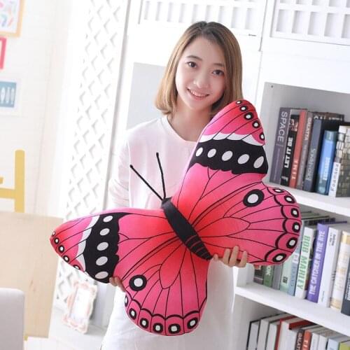 Creative Simulation Butterfly Pillow Beautiful Plush Print Sofa Cushion Cartoon Butterfly Doll Plush Toys