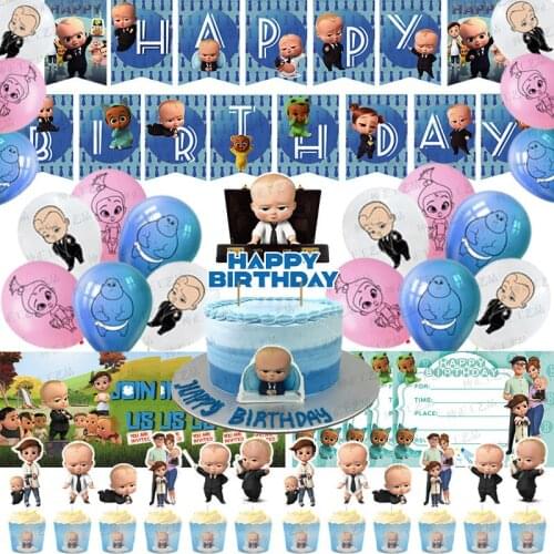 Boss Baby Latex Balloons BOSS Theme Ballons Baby Shower Cake Topper Happy Birthday Banner Pink Blue Party Decor Boys Globos Toy