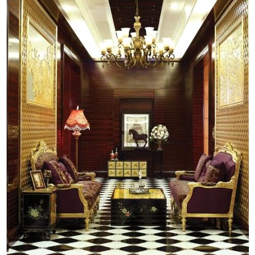 Mahogany wood living room furniture fabric with wooden display showcase cabinet and living room table GH75