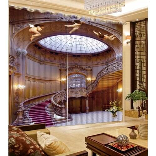 Fashion Customized 3D Curtain Building Stairs Angel Curtain Living Room Blackout Shade Window Curtains Bathroom 3D Curtain