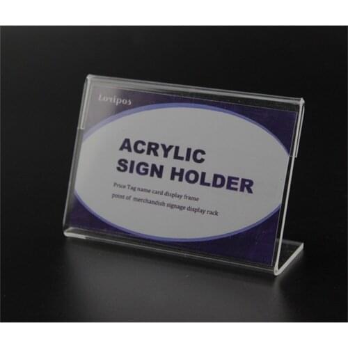 10X8cm Thickness 2mm Table Tablet Stand acrylic Sign clip holder clear price tag label holder desk sign stand label frame sleeve