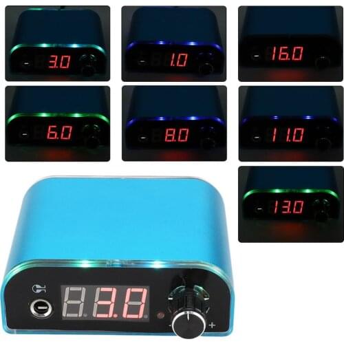 Newest Adjustable Blue LCD Tattoo Power Supply For Connecting Tattoo Machine Foot Pedal body Art Tool US Plug / EU Plug 100-240V