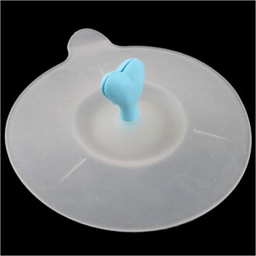 New 1Pc Home Convenient Lovely Heart Silicone Cup Lid Cap w/ Spoon Holder #7261
