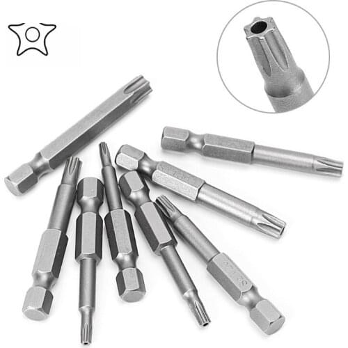 OOTDTY 8 Pcs/Set 1/4 Inch 50mm T8-T40 Magnetic Torx Electric Screwdriver Bits Kit