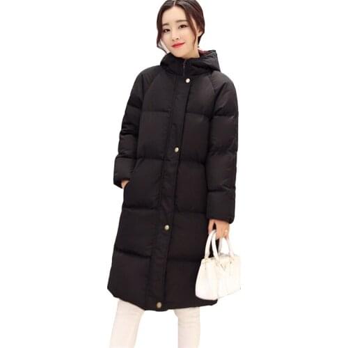 2020 autumn winter warm down jacket female loose plus size Korean bread clothes over the knee thick winter long overcoat woman