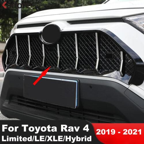 Front Head Center Grille Grills Frame Cover Trim For Toyota Rav4 Rav 4 Limited/LE/XLE/Hybrid 2019 2020 2021 ABS Car Accessories