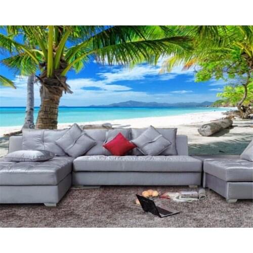 Beibehang Custom wallpaper naturals landscape beach coconut tree television background walls living room bedroom 3d wallpaper